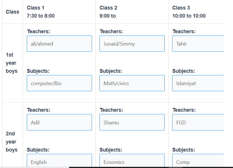 how to make shool time table 